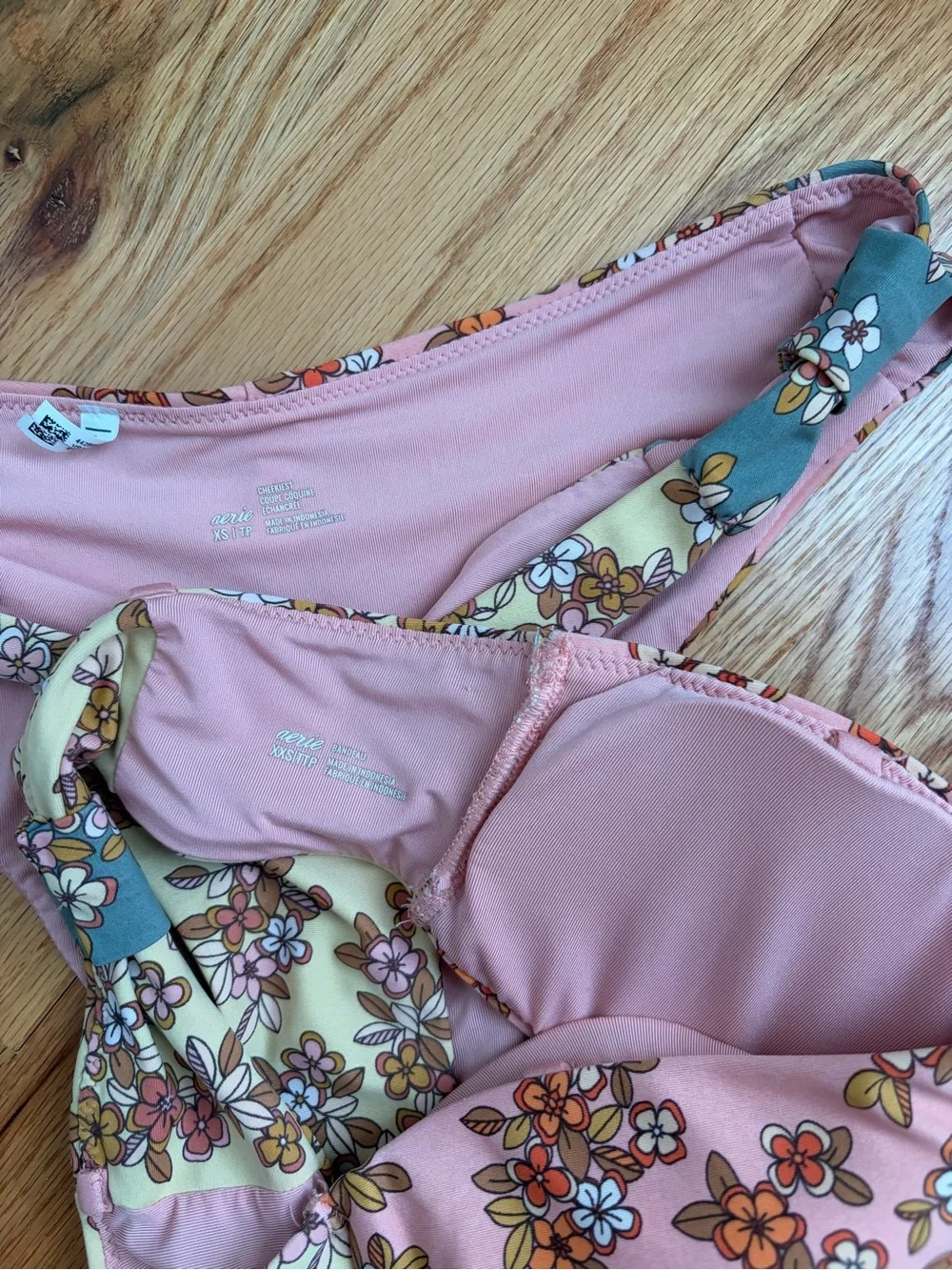 Aerie Floral Two-Piece Swim Bikini - Pink & Yellow